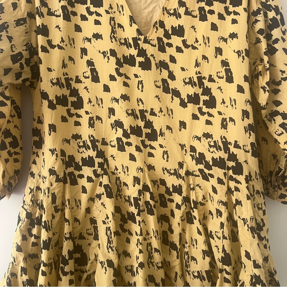 Anine Bing Painterly Leo Peyton Long Sleeve Yellow and Black Mini Dress XXS - Picture 4 of 16